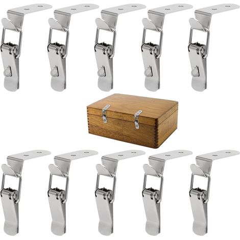 10 Pièces Fermeture à Levier 76 x 24 mm, Loquet à Bascule, Fermoir à Bascule Attache Capot pour Fenêtre, Meubles, Tiroir, Armoire, Boîte à Outils