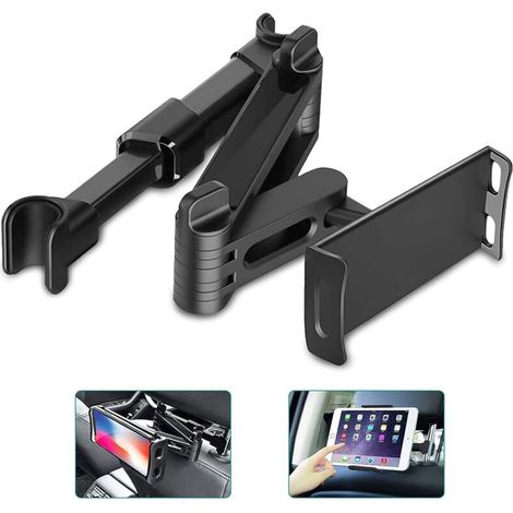 Car Rear Cushion Holder, Telescopic Car Back Seat Bracket, Suitable for Mobile Phones and Tablets, Black