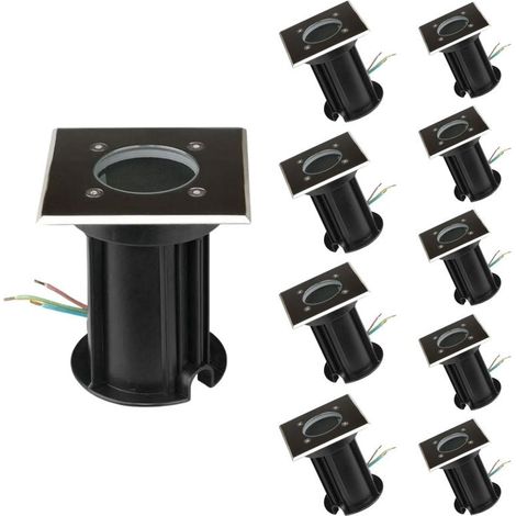 Spot LED Extérieur Encastrable Carré IP65 pour Ampoule GU10 - Pack de 10 - SILUMEN