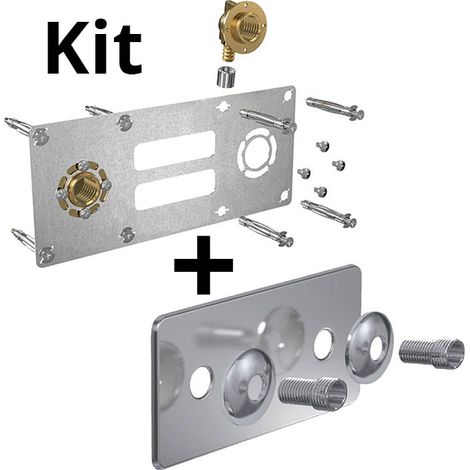 Kit ROBIFIX PER Ø16 – Sortie cloison F 1/2 à sertir – Cache inox 150mm – Étanchéité avec joint périphérique souple