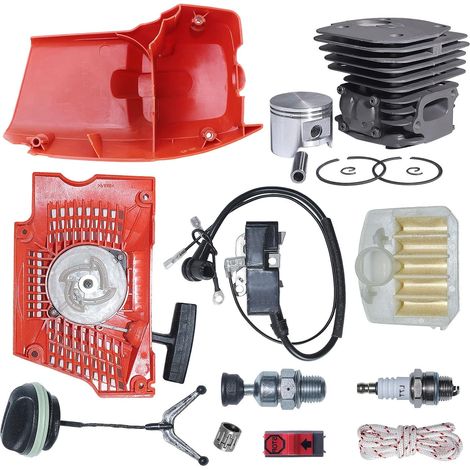 Filtre à air et couvercle de moteur avec piston de 45 mm pour Husqvarna 350 346XP 351 353, kit de piston de cylindre, démarreur à rappel, couvercle supérieur du moteur, bobine d'allumage, filtre à air (1/5)
