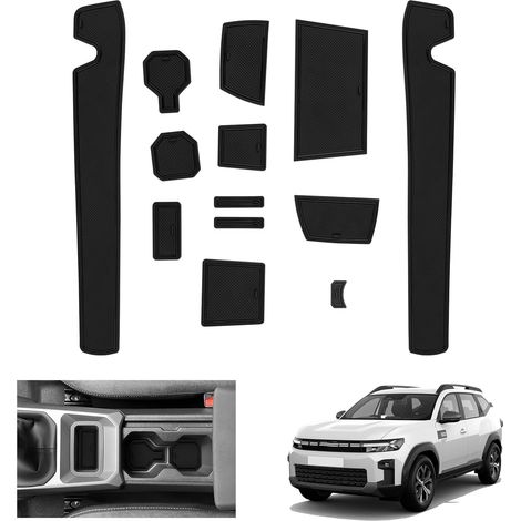 GAFAT Dacia Bigster Hybrid 140 2025 2026 2027 Tapis Antidérapants en Caoutchouc pour Console Centrale, Porte-gobelet, Couture Porte, Bigster Accessoires [Seul 140, Non Hybrid 1 55] (Noir)