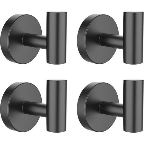Set of 4 towel hooks. Sturdy wall-mounted hooks made of SUS 304 stainless steel for the bathroom. Wall-mounted bathrobe hook. (1/4)