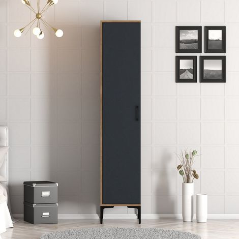 Kleiderschrank Kumual S Walnuss Anthrazit Melamin 40x47,5x201,4