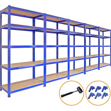 Monster Racking – Lot de 5 étagères de rangement en acier 90 x 45 x 180 cm – Charge 280 kg par planche – Panneaux MDF solides – Assemblage facile sans outils