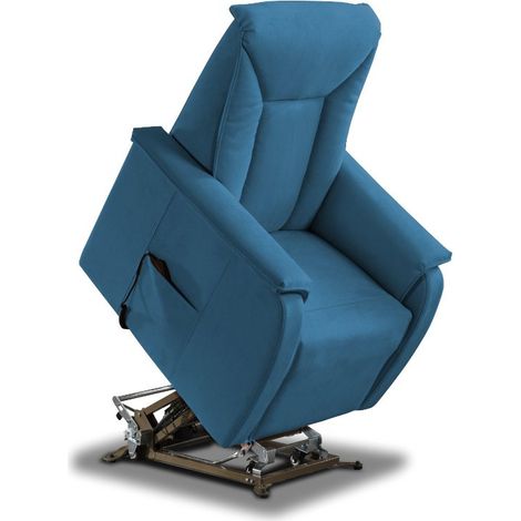 Poltrona Alzapersona Elettrica 2 Motori 82x108x84 cm Baila in Microfibra Dispositivo Medico 1 Celeste (1/4)
