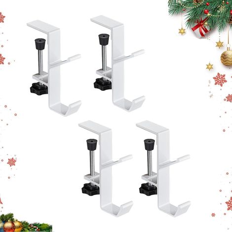Set mit 4 Kaminhaken für Girlanden, Aufhängestange für Weihnachtsstrümpfe, stabiler, verstellbarer Aluminiumhaken, weiß