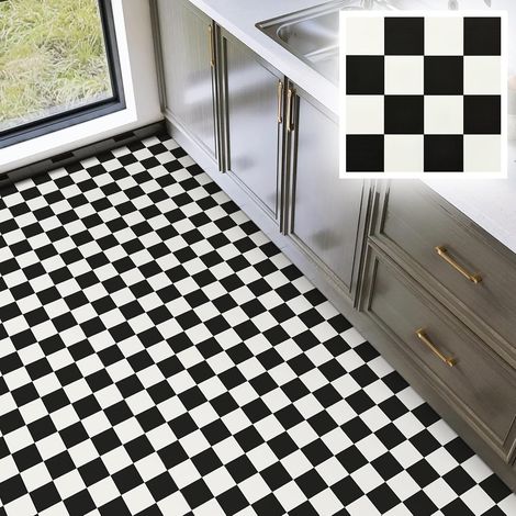 Revêtement de sol en vinyle autocollant en PVC - Étanche - Pour salle de bain, couloir, chambre à coucher, salon - 30 cm x 30 cm x 1,0 mm - 18 carreaux (1,62 m²) (1/5)