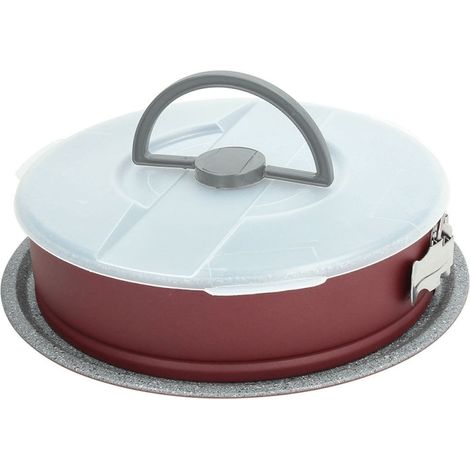Süßkirsch-Springform mit 1 Anti-Tropf-Boden und Deckel 26 cm aus rotem Stahl