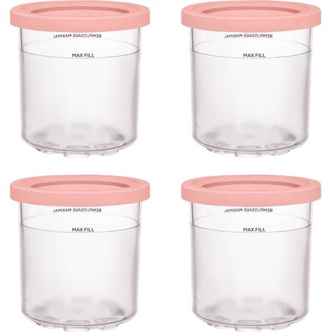 4Pièces de rechange pour pots de crème glacée individuels, adaptées pourNinjamachine à glace avec couvercle rose (1/5)