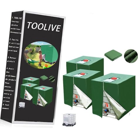 Bache pour Cuve 1000L IBC, 3 Pièces 420D Réservoir d'eau Couvercle, Anti-UV Anti-poussière Housse salon de jardin, Bâche de Protection Cuve IBC avec Fermeture éclair(116 x 100 x 120 cm) (1/5)
