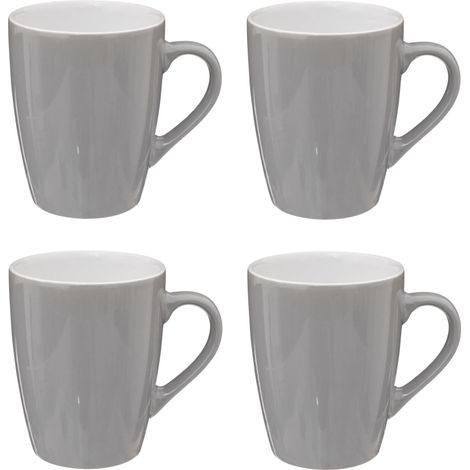 Lot de 4 mugs en faïence - Gris - 38 cl - Livraison gratuite (1/2)