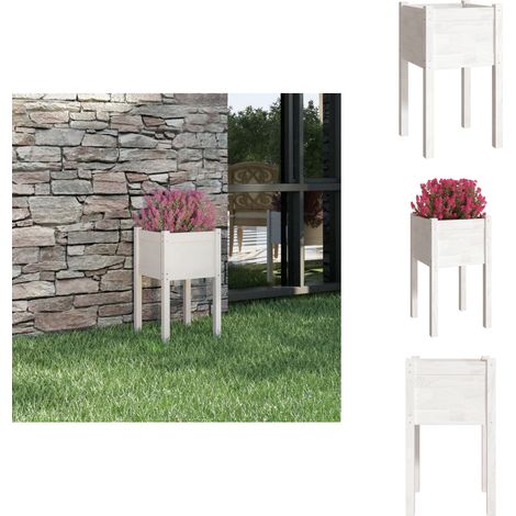 Pflanzkübel Weiß 40x40x70 cm Massivholz Kiefer - Holzpflanzetopf - Kiefernhochbeet - Gartenkübel - Weißer Pflanzkübel - Pflanzenbehälter (1/5)