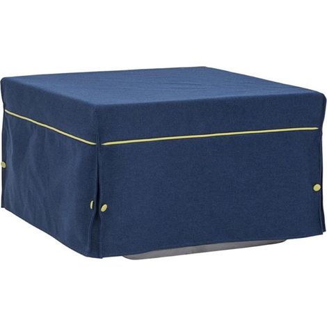 Pouf letto brandina pieghevole 80x80 cm BIN con tessuto Blu (1/4)