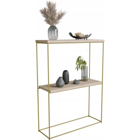 Mesa consola doble, alambre de 8 mm, 60 x 20, roble dorado Sonoma (1/4)