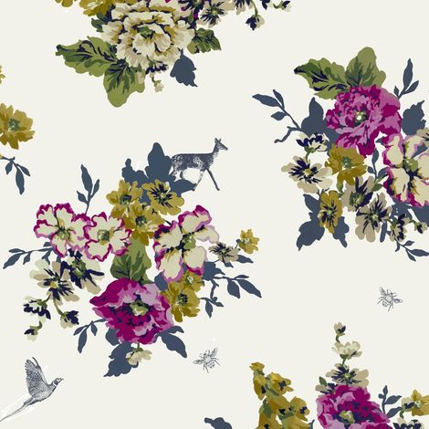 Joules Vliestapete Joules Floral Crème 10mx52cm
