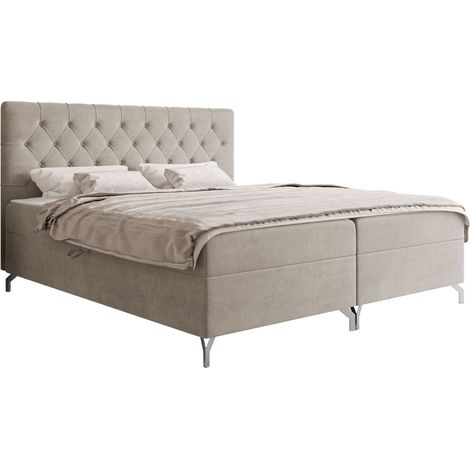Lit boxspring Focus, Fresh 01, Double, Continental, 200x200, Tissu, Disponible, 207x208x115cm (1/5)