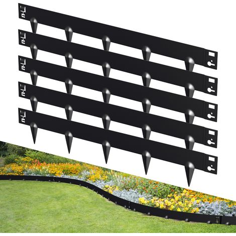 TolleTour Bordo prato con suggerimenti Bordatura del prato DIY Bordatura del prato in metallo zincato Bordatura del sentiero Nero 100x18cm 10m (1/5)