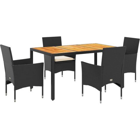 Maison Exclusive - 5-tlg. Garten-Essgruppe mit Kissen Schwarz Pol