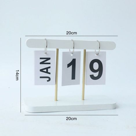 Calendrier perpétuel - Bois - 20x8x14 cm - Blanc - Pour bureau et maison - Mixte (1/5)