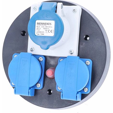 CEE Steckdoseneinsatz 230V 3-fach Thermoschutzschalter blau IP44