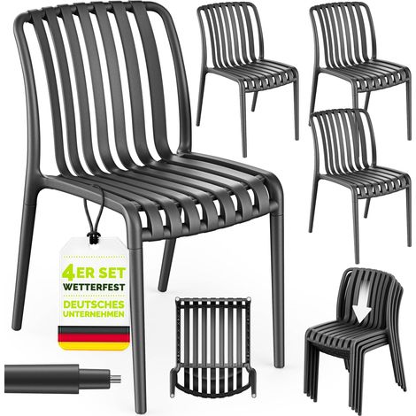 tillvex® Gartenstühle 4er Set Stapelbar Wetterfest Outdoor Stühle bis 120kg belastbar Gartenstühle Outdoor Terrassenstuhl Gartenmöbel Balkon Garten Terrasse (1/5)
