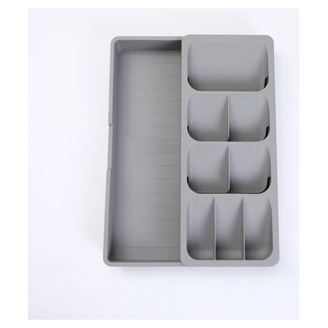 BUNTHAUS Range-couverts extensible en plastique grand format compact Gris, Ensoleillé (1/5)