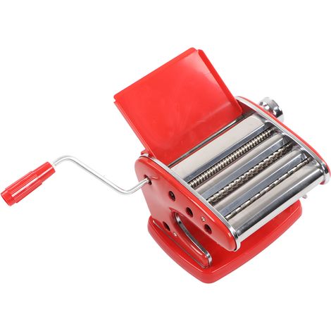 Machine à pâtes multifonction à manivelle pour lasagnes, fettuccine et raviolis, avec ventouse rouge et 3 lames (1/5)
