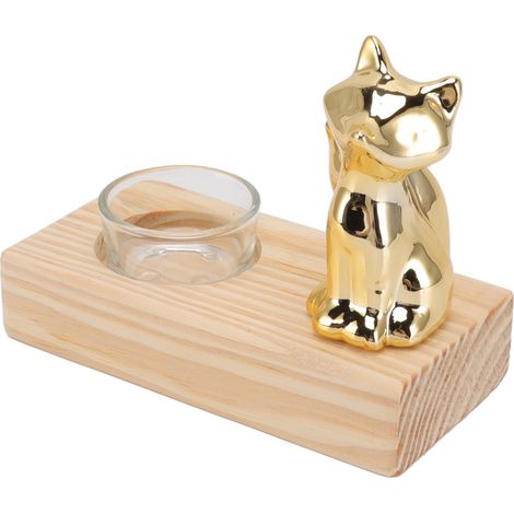 Kerzenständer aus Walnussholz, Glas, Keramik, dekorativ, goldfarben, romantisch, aus Holz, Kerzenständerdekorationen (1/5)