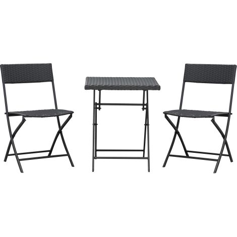 Ensemble table et chaises rotin 2 places, idéal pour balcon et patio, meuble extérieur design moderne pour jardin (1/5)