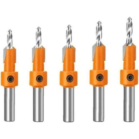 5 Fraises À Noyer Avec Colliers, Perceuse Bois 8mm (1/4)