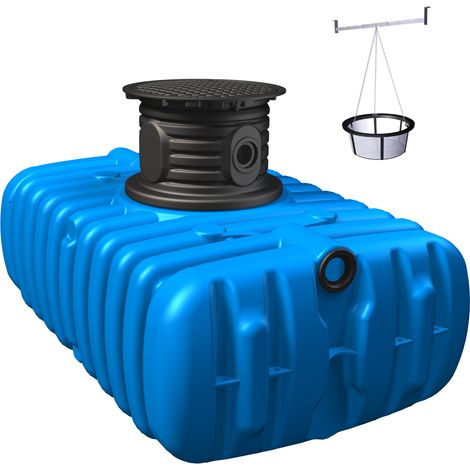4rain FLAT S Flachtank-Set 1500 Liter inkl. Schachtverlängerung, Filterkorb und Traverse (1/5)
