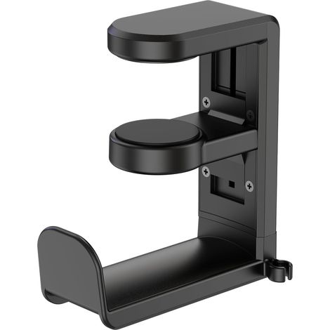 Drehbarer Headset-Ständer – Gaming-Headset-Halterung mit verstellbarer Klemme für unter den Schreibtisch, 360°-Drehung und Kabelmanagement-Clip – Schwarz