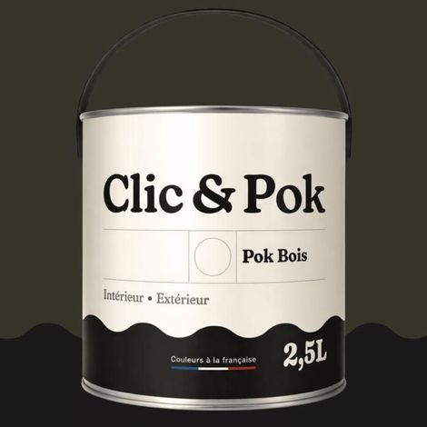 Peinture Bois Extérieur – POK BOIS - 2,5L - RAL 6008 - Vert brun- Résistante aux intempéries - Ne s'écaille pas