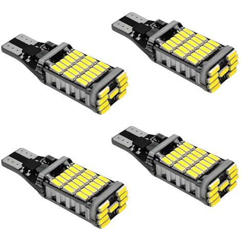 4 feux de recul à LED, T15 4014 45SMD, ampoule de clignotant, 6500 K, ultra-lumineux pour voitures, camions, caravanes (blanc) (1/5)