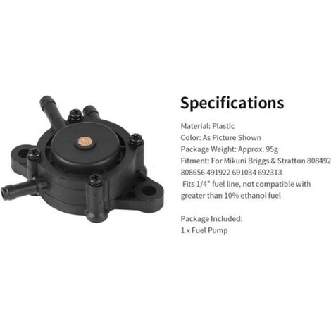 Pompe à Essence - Compatible Mikuni 808492 808656 491922 691034 692313 - Tuyau 6,35 mm - Pour Moteur à Combustion Interne - 1 Pièce (1/4)
