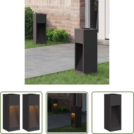 Solarbeleuchtung - Solar LED Wegeleuchte 2 pcs Schwarz Kalt gewalzter Stahl (1/5)