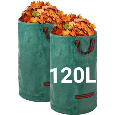 Velway 120L x 2-Pack Reusable Garden Waste Bags - Heavy-Duty Industrial Fabric with Reinforced Handles (1/5)