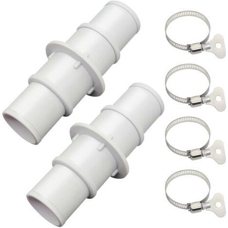 Adaptateur de tuyau de piscine, ensemble de connecteurs de tuyau de natation, conception filetée anti-fuite, lot de 2 avec 4 colliers de serrage, idéal pour le nettoyage des piscines et des systèmes (1/4)