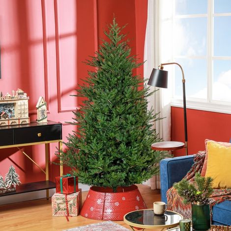 Sapin de Noël de 183 cm, aspect réaliste, montage rapide, support inclus, plastique ignifugé (1/5)