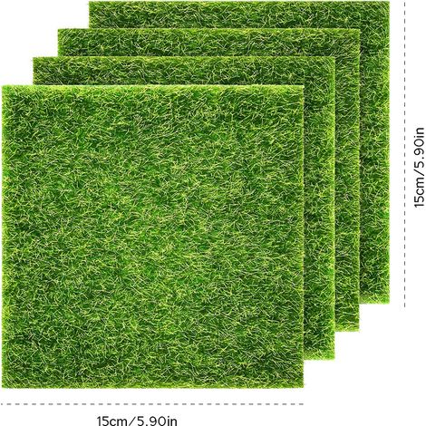 4PCS Pelouse Artificielle Mousse PVC 15x15cm pour Mini Jardin Déco DIY Terrarium (1/3)