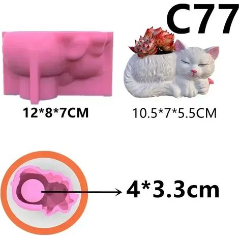 (Moule sans C77) Moule en résine silicone en forme de relief montagneux pour pot de fleurs succulentes, avec motif d'eau vive, boîte de rangement, coupelle à bougie, moule en gypse (1/4)