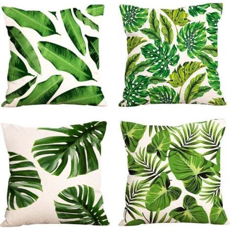 Outdoor Waterproof Cushion Cover 45x45cm, Waterproof Scattered Garden Cushion Cover for Outdoor Bench Sofa Furniture (Leaves) (1/4)