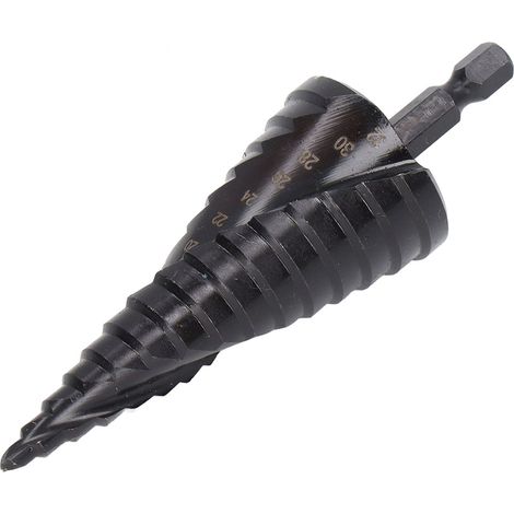 Foret étagé HSS à rainure hélicoïdale, alésoir à trou de pagode, tige hexagonale, pour métal, noir, 15 étapes (4-32 mm) (1/5)