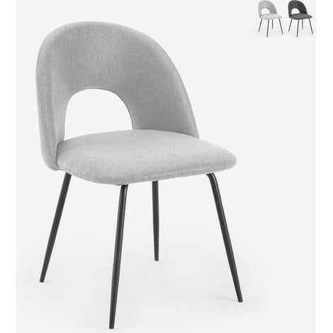 Silla elegante tapizada en tela para salón comedor Sarwa - Gris claro