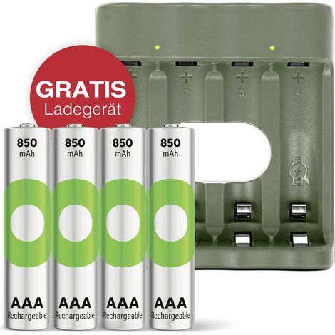 GP Aktion Gratis Ladegerät USB-Modell Ladegerät GP B441 inkl. 4x AAA-Akku Pile rechargeable LR3 (AAA) NiMH 850 mAh 1. (1/4)