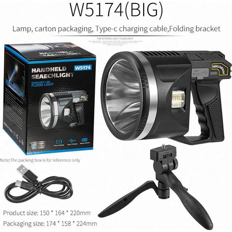 Projecteur LED (grand format) - Rechargeable - Lampe torche LED haute puissance - Portée d'éclairage ultra-longue (1/5)