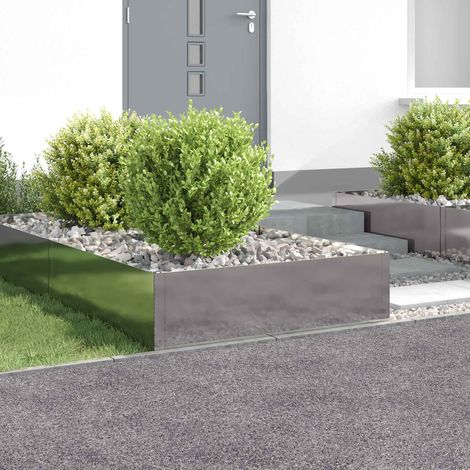 Bordure de Pelouse et Jardin Flexible en Acier Thermolaqué Argenté 100x100x35 cm Lot de 4 - PANGIVO (1/5)