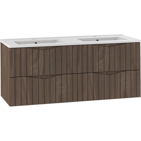 Meuble double vasque encastrée 120cm Siena bois et noir (1/5)