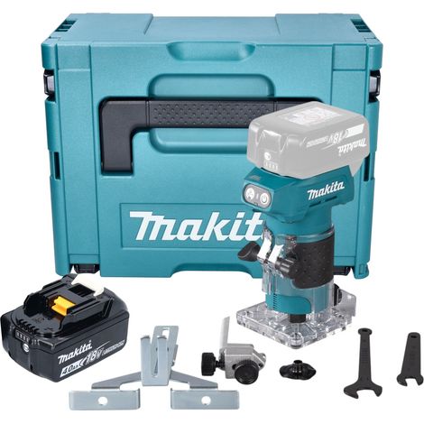 Fresatrice per bordi a batteria Makita DRT 52 M1J 18 V 6 mm senza spazzole + 1x batteria 4,0 Ah + Makpac - senza caricabatterie